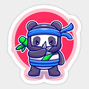 Cute Ninja Panda Cartoon Sticker